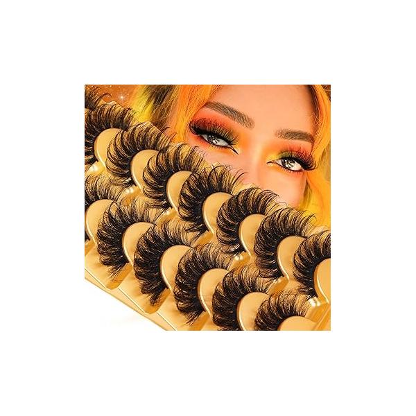 Natural False Eyelashes Wispy Lashes 17mm that Look Like Lash Extensions 7 Pairs Volume Eye Multipack by Focipeysa