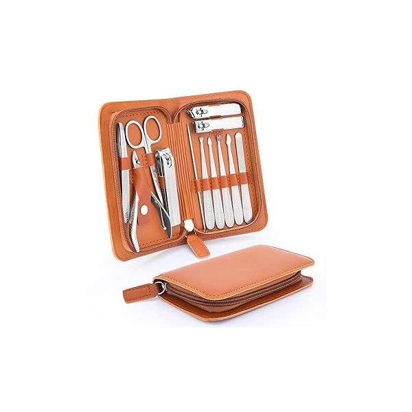 Manicure Set-Stainless Steel Nail Care Set-12 in 1 Professional Ingrown Toenail Clipper Grooming Tool-Pedicure Kit & Toe Cutter-Men Gifts for Grandpa Dad Husband on Fathers Day (Rose Gold)