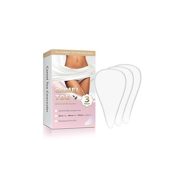 3 Pack Camel Toe Concealer, Seamless Hider, Reusable Anti Silicone Insert, No Underwear Guard, Cameltoe Concealer Cover (Water Drop, L)
