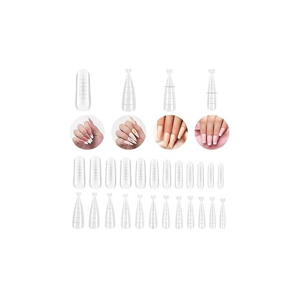 Beetles Acrylic Nails Kit 488 Pcs 3 Styles Clear Coffin Ballerina Stiletto Nail Tips Gel Set False Extension Art Gift for Women