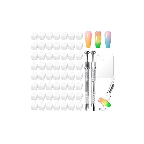 300Pcs Soft Nail Sponges for Ombre,White Art With Grabbing Pen,Acrylic Palette Gradient Arc Brush Accessories Supplies Salon and Home