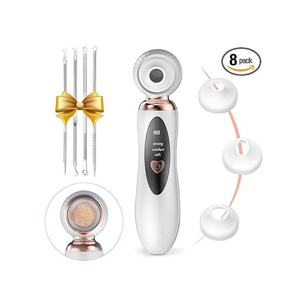 2025 Blackhead Remover Pore Vacuum, Visual Rechargeable Vacuum Facial Cleaner-3 Suction Soft Silicone,3 Probes,USB Kit Electric Acne Extractor Tool for Adult