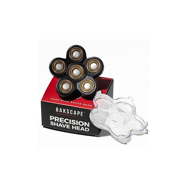 Bakscape Men's Back Shaver Starter Kit 2.0 Replacement Titanium Precision Shave Head: Six Pivoting Foils for Effortless, Smooth Shaving, Body & Head in Any Direction