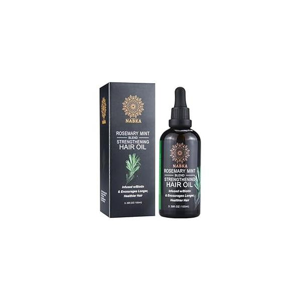 NABKA Natural Rosemary Mint Hair Oil for All Types, Biotin Enriched, 3.3 Ounce