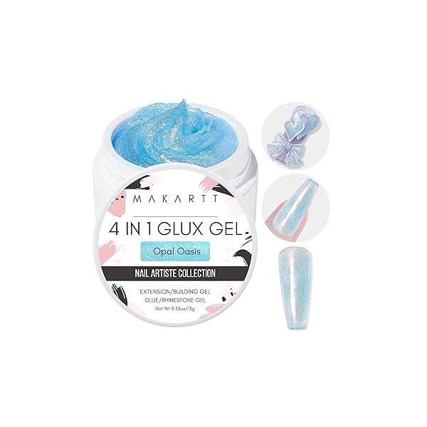 Makartt Solid Builder Nail Gel, 3D Gel Art 4 in 1 Non-sticky for Extension UV Glue Acrylic Nails Rhinestones Sculpture Hard Gels UV/LED Lamp Required Clear 15ml
