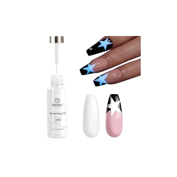 Beetles Glow in the Dark Gel Nail Polish, 7ml White Liner Polish Luminous Blue DIY Art Soak Off UV LED Lamp Gifts for Women