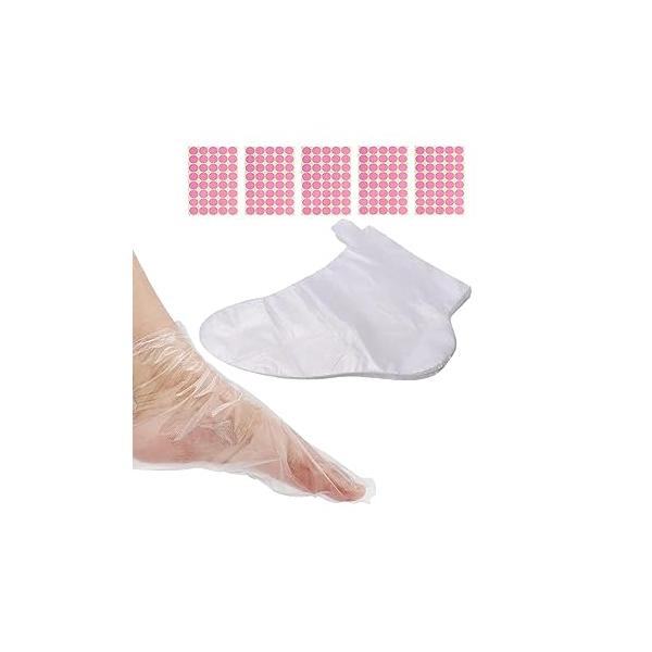200PCS Paraffin Wax Liners for Feet Hands, 100PCS Covers Bags and Hands with Stickers, Large Thermal Therapy Plastic Socks Foot Pedicure Hot Spa Treatment