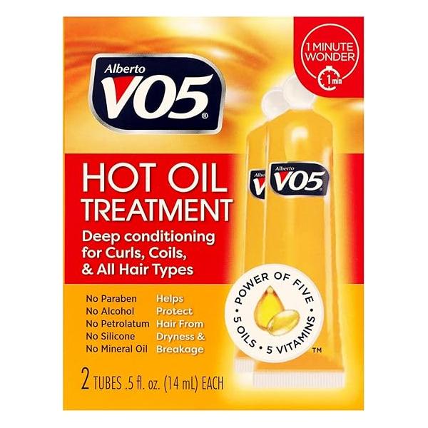 Alberto VO5 Moisturizing Hot Oil Treatment - Hair Rehydrates and Protects Dry, Damaged with 5 Oils Vitamins 0.5 oz