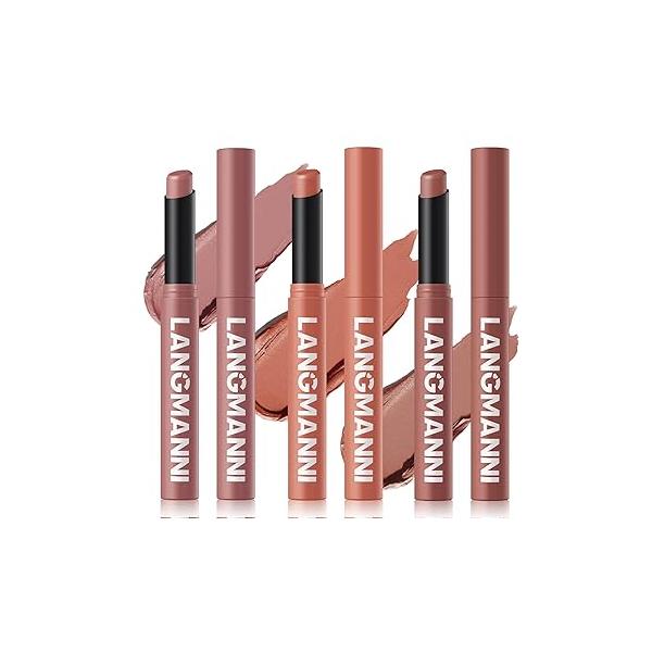 Jolilab 12Pcs Velvet Matte Lipstick Nude Soft Dark Color Stick High Pigmented Long-Lasting Waterproof Lip Balm Beauty Cosmetics Gift for Girls and Women(01#-12#)