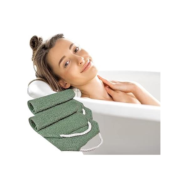 Evohyah Scrubber Back for Shower Extended Length Towel Exfoliating Washcloth Body Scrub Sponge Loofah with Handle Women Men Deep Clean Skin Massages (Two Pieces Green)