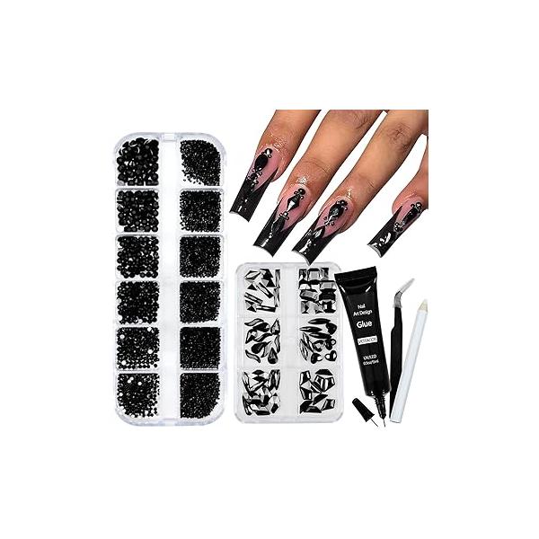 Nail Art Pearls with Rhinestones Glue Gel Flatback Charms Luxurious Supplies Accessories Gold Silver Gems Jewelry for Women Design