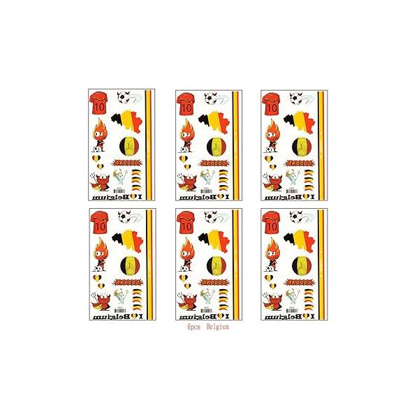 6 Sheets Brazil Flag Temporary Face Tattoos Stickers for Adults And Kids, World Cup Football Match Marathon Games Party