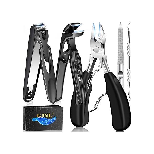 Toenail Clippers for Seniors Thick Nails - Angled Head Large Toe Nail Men, Heavy Duty Ingrown Toenails with Wide Jaw, Sharp Cutter Catcher Long Handle
