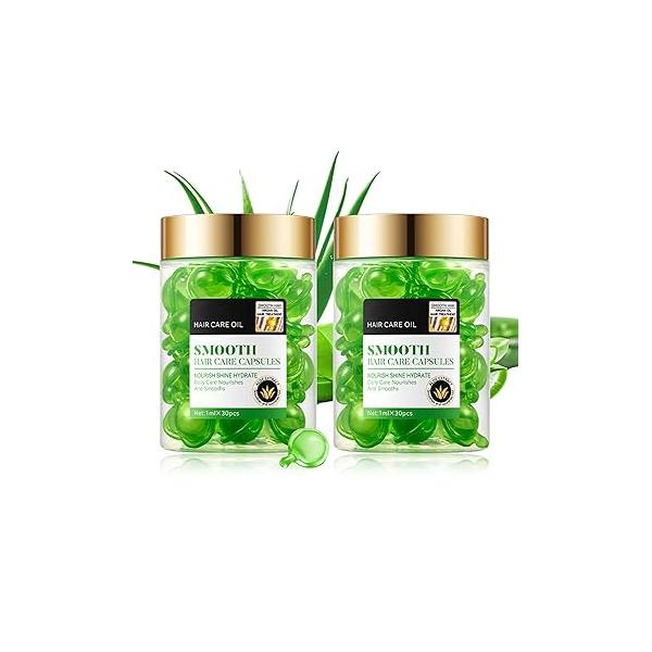 30PCS Hair Serum Oil Capsules, Moisturizing for Frizzy, Dry and Damaged Hair, Smooth, Non-greasy, Refreshing Long Lasting Nourishing Women（Coconut Oil）