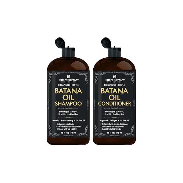Batana Oil Shampoo and Conditioner - Fights Hair Loss, Promotes Growth, Dandruff, Lice & Itchy Scalp for Men Women Sulfate Free 16 fl oz x 2