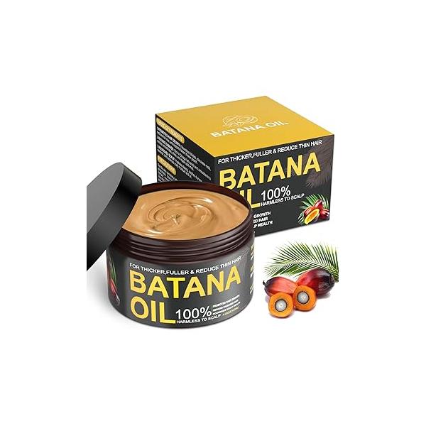 Batana Oil for Hair Growth, 100% Natural Pure Paste from Dr. Sebi Honduras, Prevents Loss, Enhances Thickness, Organic Raw Mask Women & Men (4.05 Oz)