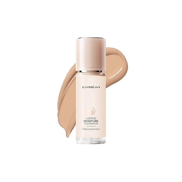 Lasting Moisture Foundation, 24H Longlasting Medium Coverage Dewy Finish Face Makeup, Poreless, Lightweight, Hydrating Liquid Foundation For Dry Skin, M02
