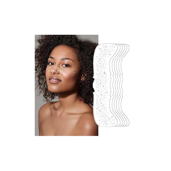 6 Pcs Glitter Freckles Face Tattoo,Waterproof Makeup Patches - Rose Gold,Glitter Speckles Patches,Glow Up Patches,Cosmetic for Cute Accessories Women