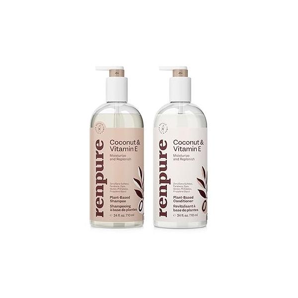 Renpure Tea Tree & Rosemary Shampoo Conditioner Set, Plant Based - Refreshes Rebalances Hair and Scalp For Oily/Normal Leaf Oil, Extract 24 Fl Oz each, 2 Pack