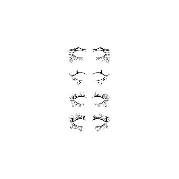 8 Pairs Eye Shadow Eyeliner Face Tattoo Stickers for Women Halloween Makeup, Horror Spider Web Skull Bat Eyeshadow Fake Temporary Masquerade Party Favor Supplies