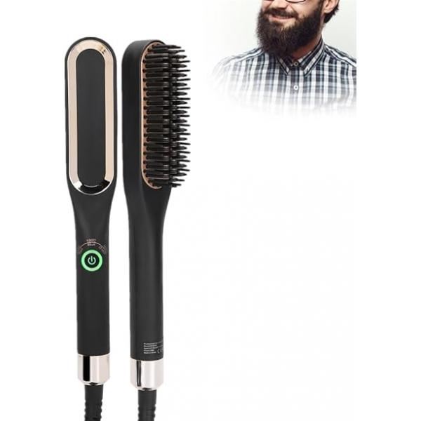 Beard Straightener, Heated Hair Straightening Brush with 3 Adjustable Temps, Electric Comb, Multifunctional Straightener Unique Gifts for Men Women