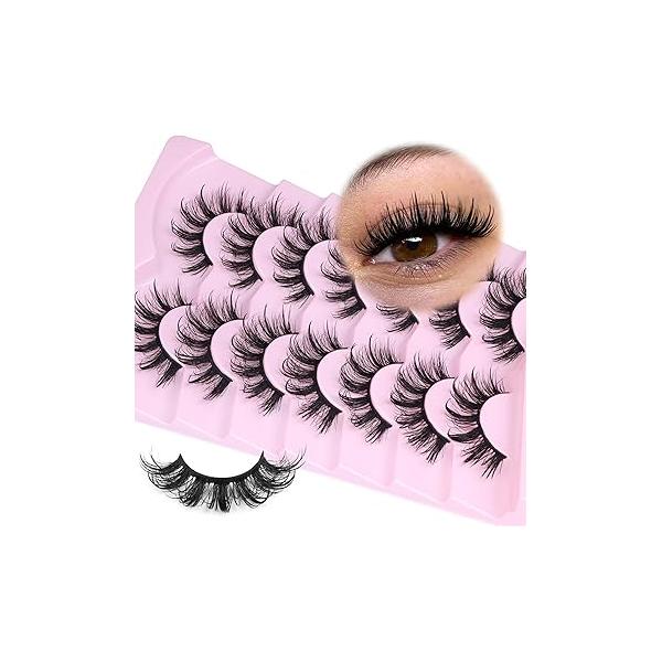 Anime Eyelashes Little Devil Spiky Manga Lashes 9 Pairs Thick Wispy Asian Japanese Style Makeup Cat Eye Doll Fake Strip by Mavphnee
