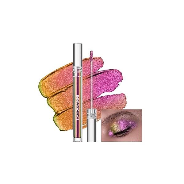 3 Colors Metallic Liquid Chameleon Eyeshadow, Multi-Dimensional Eye Looks, Long-lasting Holographic Glitter Multichrome Eyeshadows Makeup (#Peacock+Wonder+Ember)