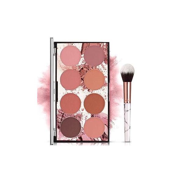 8 Colors Blush Palette, Matte Mineral Powder Bright Shimmer Face Blush,Contour and Highlight Palette,Professional Facial Beauty Cosmetic Makeup