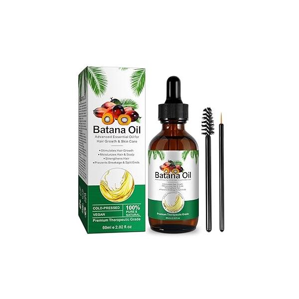 Batana Oil for Hair Growth, 100% Pure Oil, Strengthens and Thickens Hair, Repair Dry Damaged Scalp, Moisturize Skin & Face Moisturizer, Aromatherapy, 2.02fl.oz