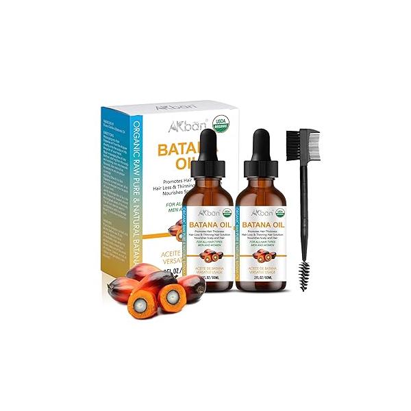 Batana Oil for Hair Growth, Dr Sebi 100% Pure & Natural Organic from Honduras - Thicker Stronger Hair, Nourishes Damaged 2 FL OZ +