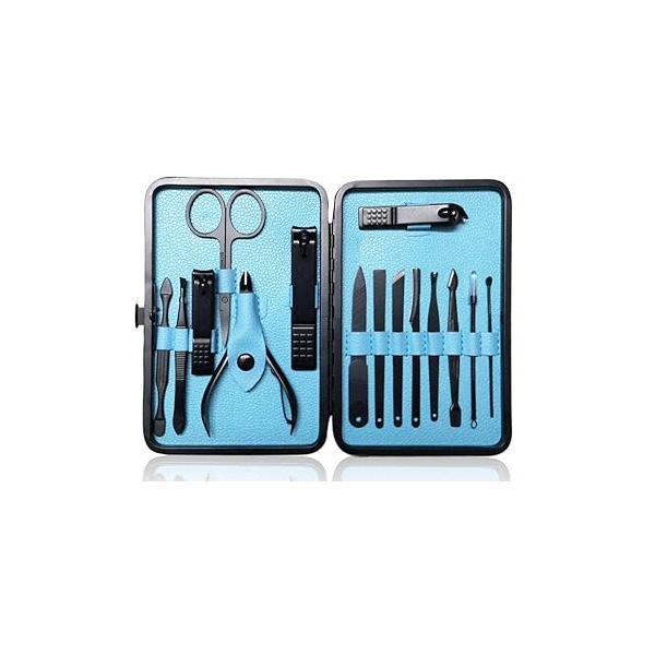 Nail Clippers Sets High Precisio Stainless Steel Cutter Pedicure Kit File Sharp Scissors and Clipper Manicure Fingernails & Toenails with Portable Stylish case (Black)