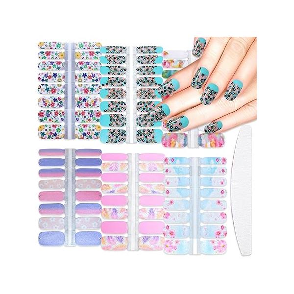 6 Sheets Tiny Flower Nail Polish Stickers for Women Girls Nails Art Leaf Gradient Strips Gel Full Wraps Stick On Decals
