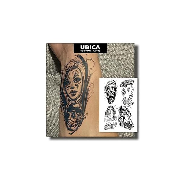 2 Sheets Semi Permanent Tattoos, Temporary Tattoo for Men & Women, Lasts 7-15 Days Water-Resistant Fake Stickers, Realistic, Non-Reflective Safe Skin