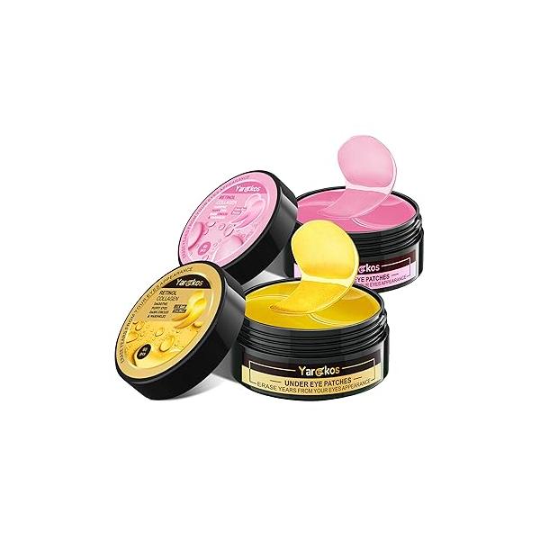 2 Packs 60 Pcs Under Eye Patches, 24K Gold+Pink, 30 Pairs Undereye Mask for Puffy Eyes Dark Circles Treatment, Collagen Gel Pads Hydrating Bags Puffiness Wrinkle, Women Men Beauty Skin Care