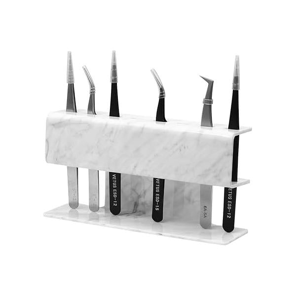 Lash Extension Supplies GEMERRY Tweezer Holder Stand for Eyelash Accessories Tools Acrylic Display Storage 6 Pcs Tweezers Shelf (Black)