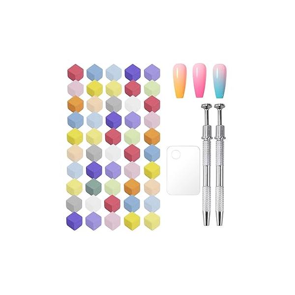 300Pcs Soft Nail Sponges for Ombre,White Art With Grabbing Pen,Acrylic Palette Gradient Arc Brush Accessories Supplies Salon and Home