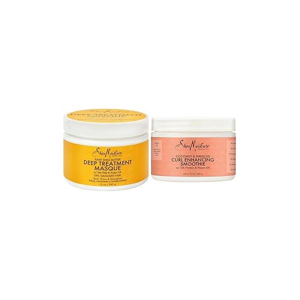 SheaMoisture Curl and Shine Hair Masque Enhancing Smoothie for Curly Coconut Hibiscus Deep Conditioning Treatment