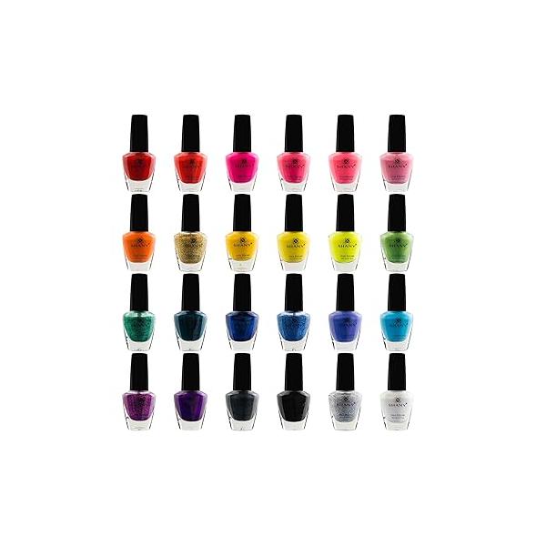 SHANY Cosmopolitan DIY Nail Polish set - Lacquer Quick Dry, Full Size, Vibrant, Colorful, Trendy, Glitter, Glossy, Metallic, Matte Art Shades 24 Colors Bulk