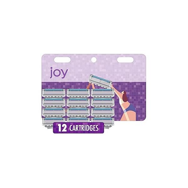joy Womens Razor Blade Refills, 12 Count, Purple, Lubrastrip to Help Avoid Skin Irritation