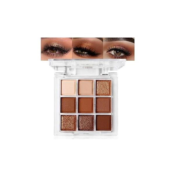 9 Colors Eyeshadow Palette - Dark Punk Smoky Theme, High Pigmented Blendable Matte & Glitter Shimmer Finishes, Long Lasting Eye Makeup for Christmas Music Festivals(Dark Smoky)