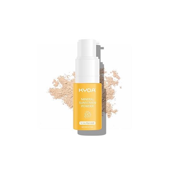 KYDA Mineral Dry Shampoo Powder, SPF 35 PA++ Scalp Sunscreen for and Hair, Lightweight Non-Greasy, All Hair Colors Types, #01, 0.71 Oz.