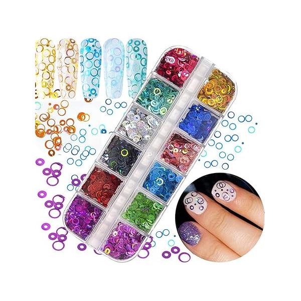 Square Glitter Nail Art Sequins, 12 Colors Rectangle Glitters Flakes Design, Holographic 3D Sparkly Acrylic Nails Supplies for Women Girls Manicure Powder Charms Decorations, DIY Shiny Tips