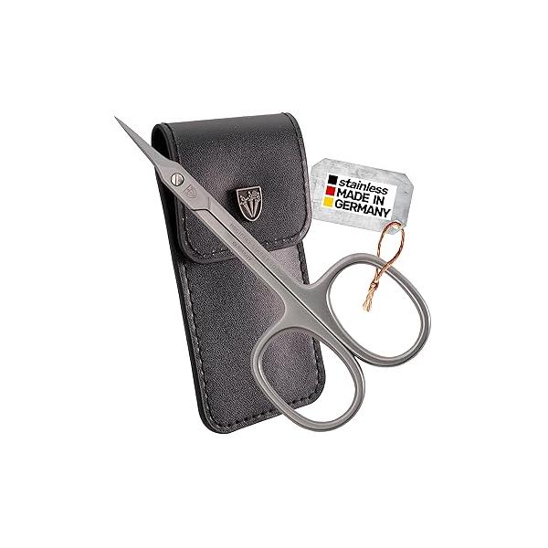 3 Swords Germany - brand quality STAINLESS STEEL INOX CURVED CUTICLE SCISSORS (1 PIECE) with case for manicure pedicure nail care by Made in