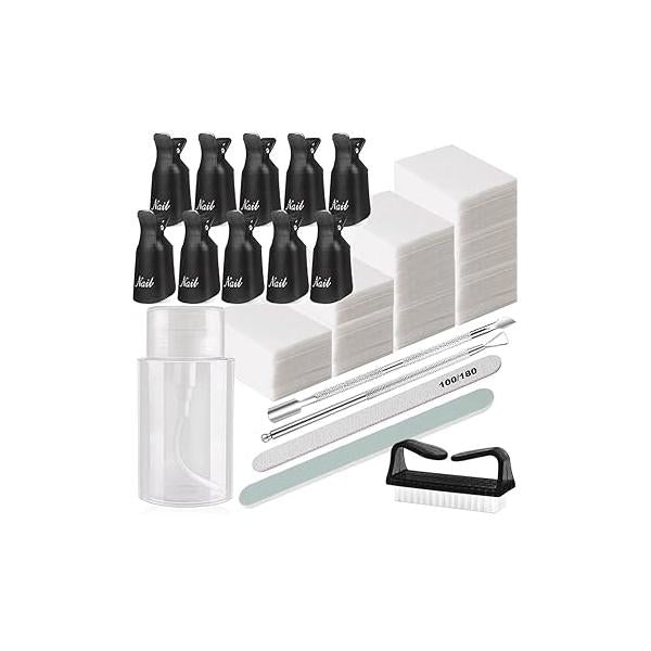 HiMo 10PC Plastic Acrylic Nail Art Soak Off Cap Clip UV Gel Polish Remover Wrap Tool (Pink)