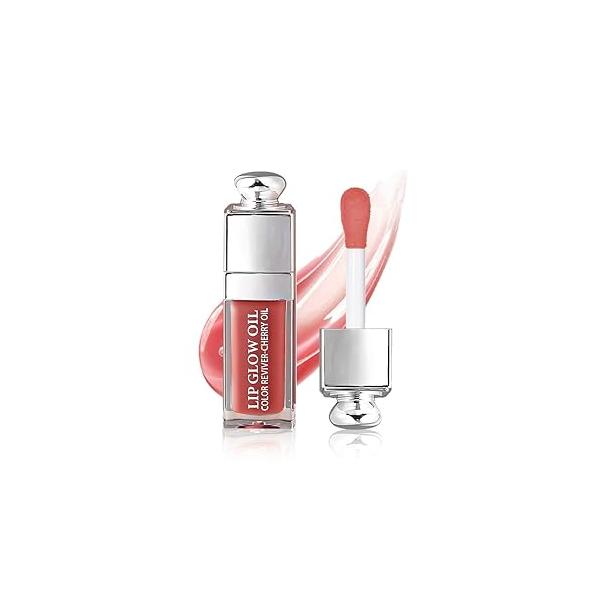 Hydrating Lip Glow Oil, Oil Gloss Transparent Toot Tinted Nourishing Long Lasting Repairing Lightening Lines (CHERRY) 0.2 OZ