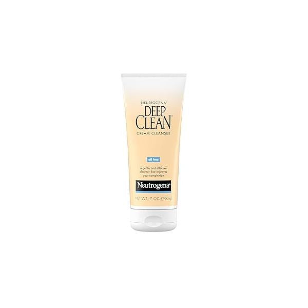 Neutrogena Deep Clean Daily Facial Cream Cleanser with Beta Hydroxy Acid to Remove Dirt, Oil & Makeup, Alcohol-Free, Oil-Free Non-Comedogenic, 7 fl. oz