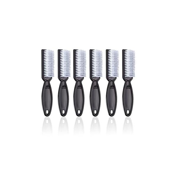 6Pcs Handle Grip Nail Brush, Hand Fingernail Cleaner Brush Manicure Tools Scrub Cleaning Brushes for Toes and Nails (Black)