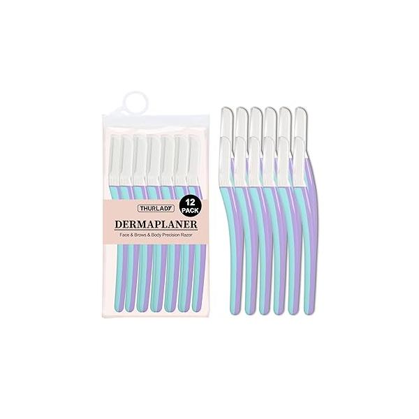 Face Razors for Women Dermaplaning, Dermaplane Razor Face, Eyebrow & Facial Razors, Peach Fuzz Remover, Gentle Exfoliating Microblades, Sensitive Skin (Pack of 12, Wisteria)