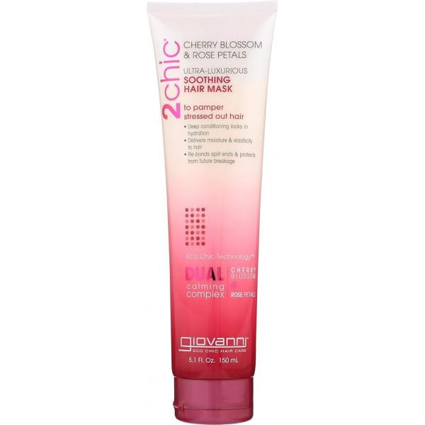 Giovanni 2chic Ultra Luxurious Soothing Hair Mask, Cherry Blossom & Rose Petals, 5.1 Oz