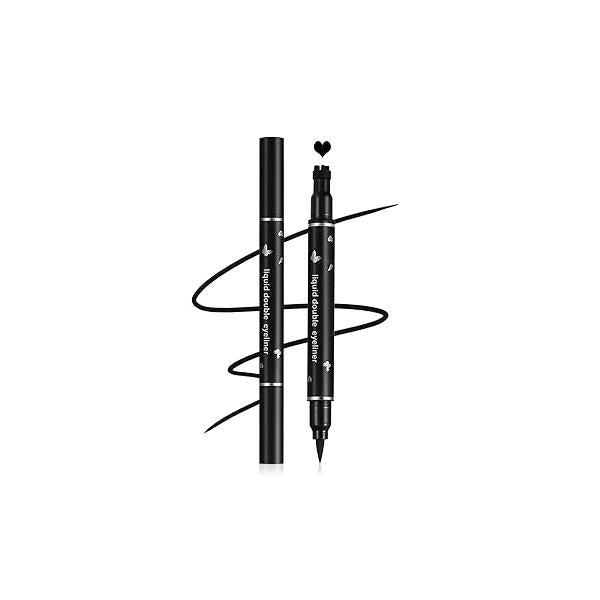 5PCS Liquid Winged Eyeliner Stamp Pen Set - Double-headed Black Eye Liner Pencil Long-lasting Waterproof for Makeup Star, Heart, Flower, Butterfly, Triangle